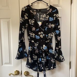 Floral long sleeve romper